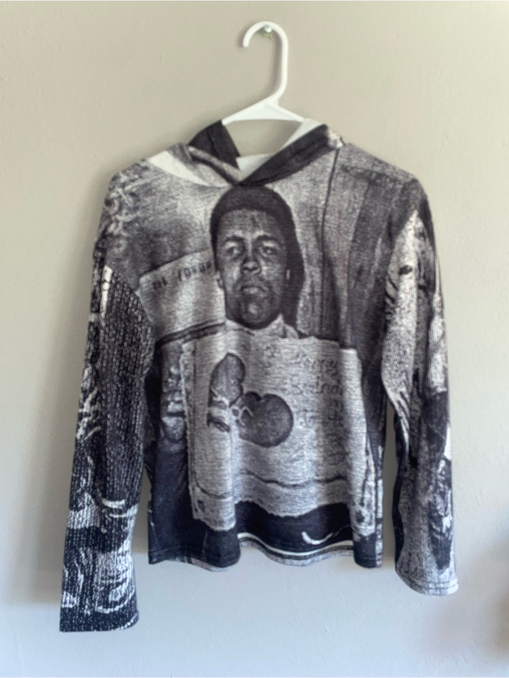 Muhammad Ali Black & White Graphic Pullover Hoodie